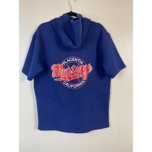 NEW Adidas Icon Short Sleeve‎ Blue Hoodie Placentia Cali Mustangs Men size Small